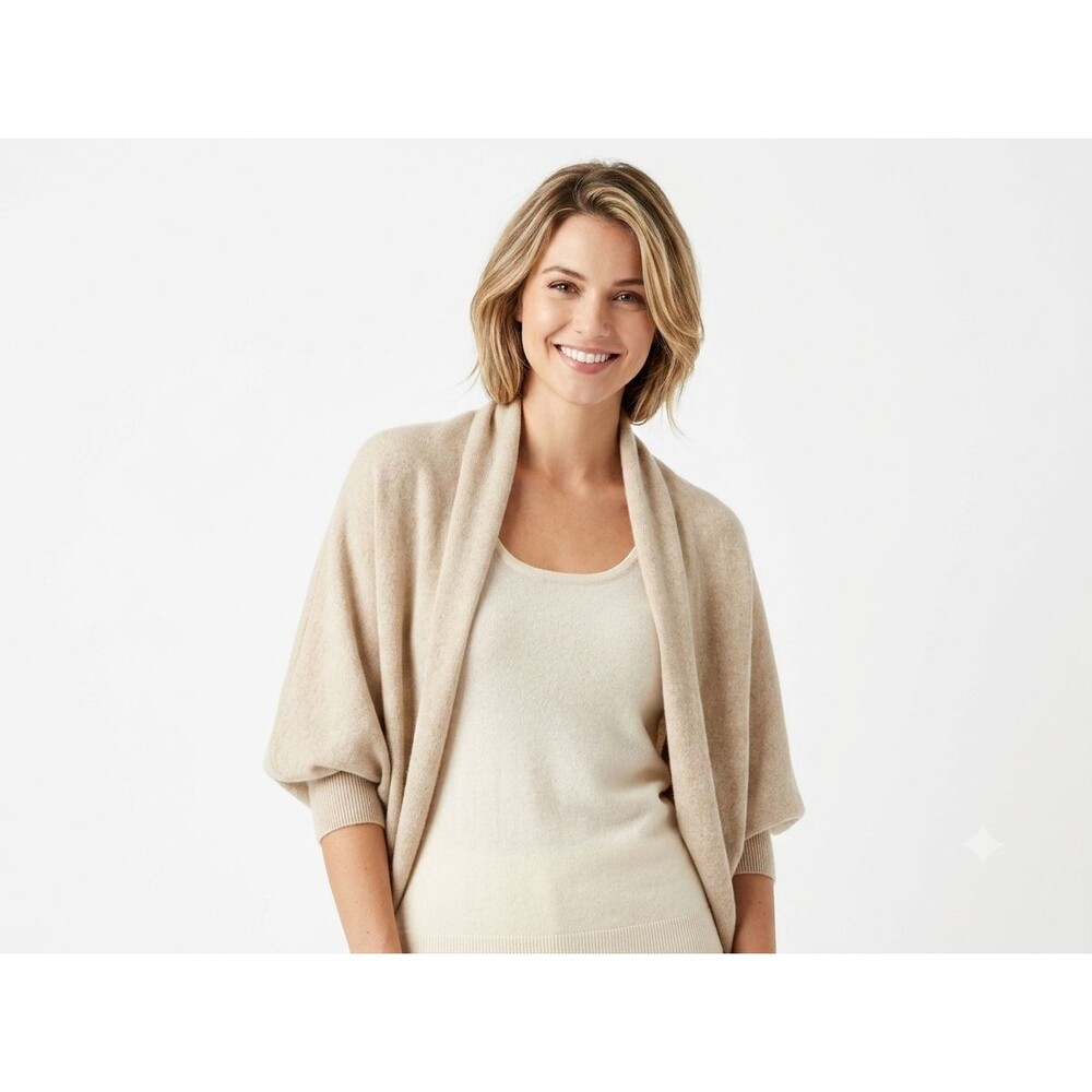 C by Bloomingdale’s Cashmere Cocoon Cardigan Sweater XL Oatmeal Beige Shawl